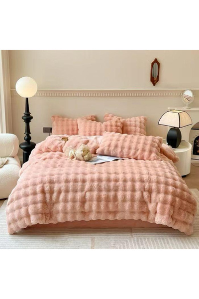 FIONNA.RO Lenjerie De Pat Pufoasa Rabbit - Roz