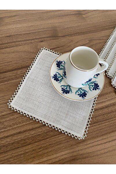 kissen Linen Embroidered Cocktail Presentation Napkins 6 Pieces