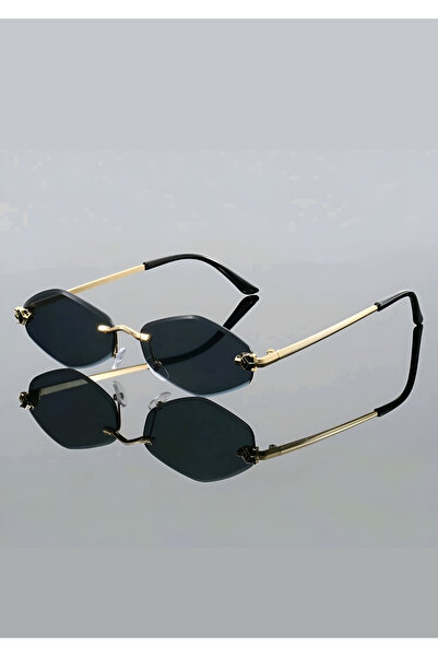 MECKSA Women’s Frameless Diamond-Shaped Fashion Glasses with Leopard Print – Trendy Accessory