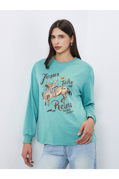 Take Two By Styli Green Graphic Print Regular Fit T-Shirt