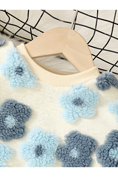 Take Two By Styli Girl's 3D Floral Detail Long Sleeve Sweatshirt