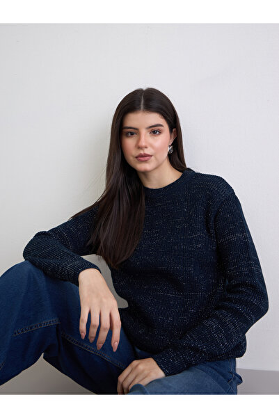Styli Navy Blue Regular Fit Sweater
