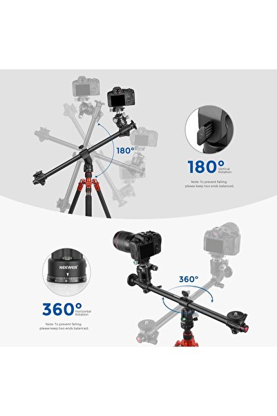 NEEWER 30"/76cm Horizontal Tripod Center Axis Boom Arm (3/8" Screw, Aluminum)