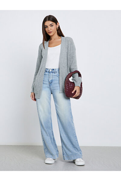 Styli Grey Longline Front Open Cardigan