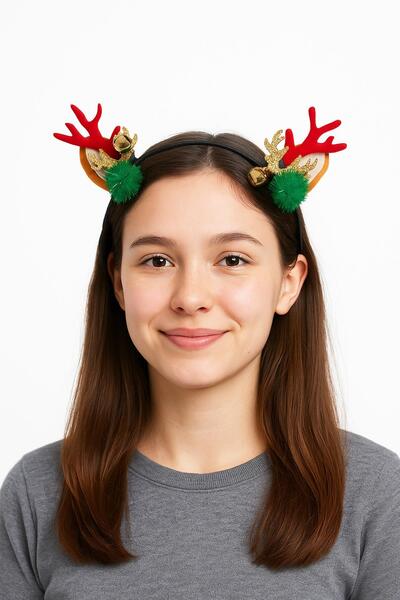 New Obsessions New Year's Elegant Deer Antler Crown with Bells
