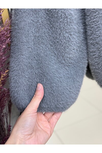 BENAHOLL Alina Bearded Short Oversized Sweater-Zi̇6261 Anthracite