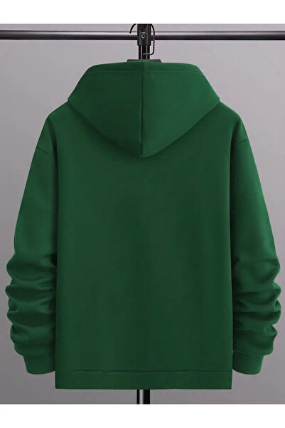 Take Two By Styli Men Green Solid Hoodie with Kangaroo Pocket