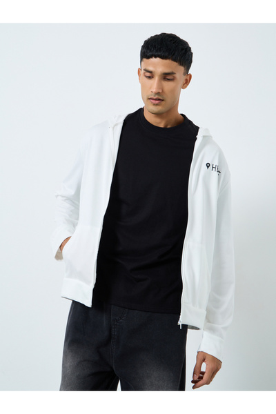 Take Two By Styli Men White Slogan Print Hooded Jacket