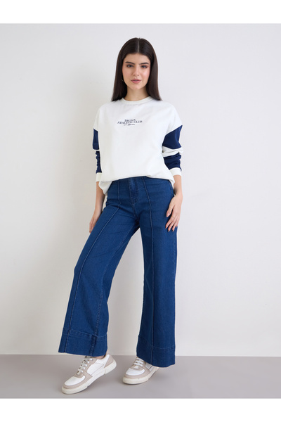 Styli White Color Block Oversized Sweatshirt