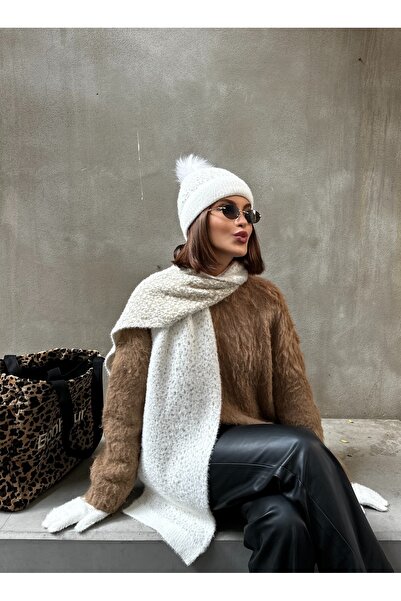 LAGRANZE Swan Women's Scarf Beanie Gloves Set of 3