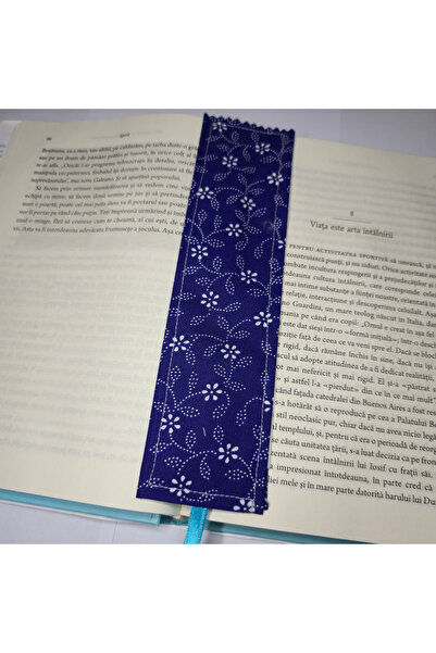 Amma Design Handmade Cotton Bookmark "Blue Flower"