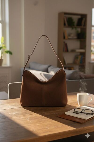 Madame Women's Shoulder Bag Soft Interior and Exterior Texture Quality Craftsmanship and Suede Leather Handbag with Zipper