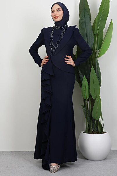 GİYZAMİLA Βραδινό φόρεμα Matilda Crepe Navy Blue