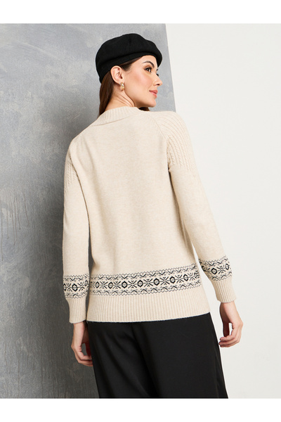 Take Two By Styli Sleeve Cuff Pattern Cable Knit Sweater