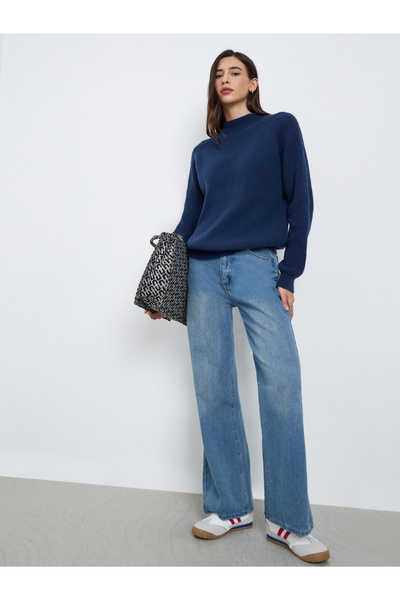 Styli Navy Blue Regular Fit Sweater