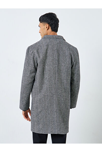 Styli Men Oversized Herringbone Woven Winter Coat