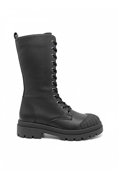 nostra shoes ARYA Kadın Diz Altı/Uzun Bağcıklı Fermuarlı Ön Detay Flotter Der...