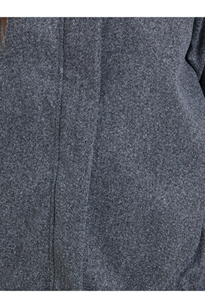 Styli Women Grey Solid High Neck Oversized Coat