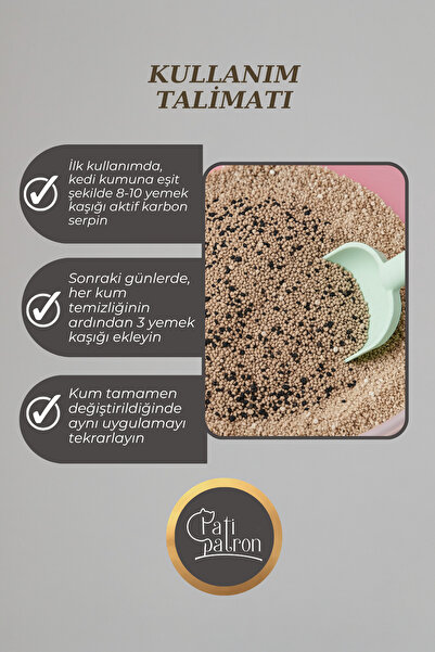 Patipatron Aktif Karbon Granül 500 Ml– Kedi Kumu Koku Giderici ve Önleyici | Doğal Koku Hapseden Granül