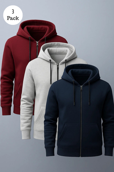 DAMGA JEANS Ανδρικό φούτερ με κουκούλα oversized 3-pack