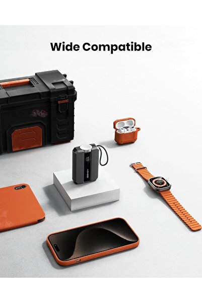 Coowisty 2-in-1 10000mAh external battery with LED, USB-C 20W fast charging for iPhone & Apple Watch