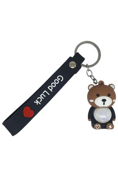 MarDyHome Figured and Lighted Silicone Keychain - Teddy Bear - Black