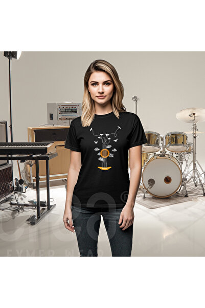 Crea Eymer Wear Guitar-Music Designed - Bumbac imprimat cu gât rotund tricou ...