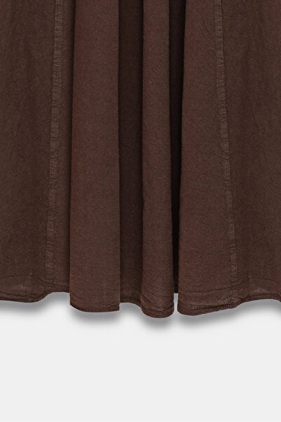 Saade Women's A-Line High Waist Pocketed Flowy Flared Skirt - Textured Linen