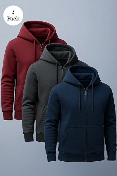 DAMGA JEANS Men's Hooded Oversized 3-Pack Sweatshirt
