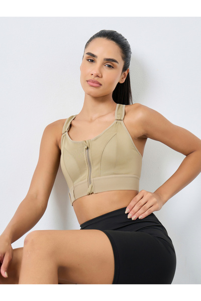 Styli Adjustable Straps and Underband with Front Zip Sports Bra