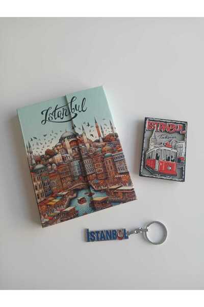 TH Trabzon Hatırası İstanbul Temalı Mıknatıslı Çizgisiz Sert Kapaklı Defter Seti