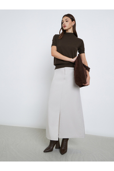 Styli Brown Short Sleeve Knit Top