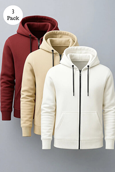 DAMGA JEANS Men's Hooded Oversized 3-Pack Sweatshirt