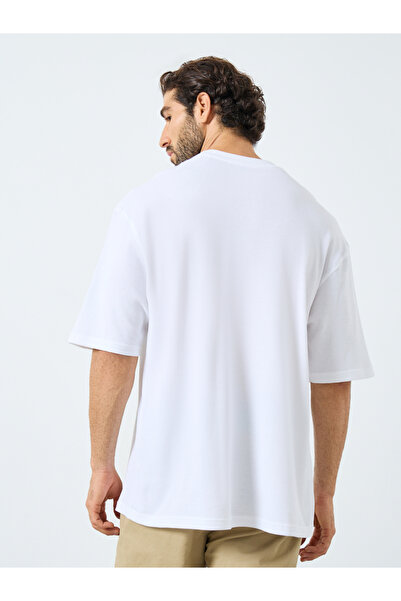 Styli Waffle Textured City Text Print Oversized T-Shirt