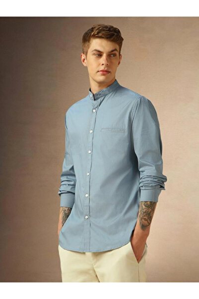 Dennis Lingo By Styli Men Mandarin Collar Regular Fit Casual Shirt