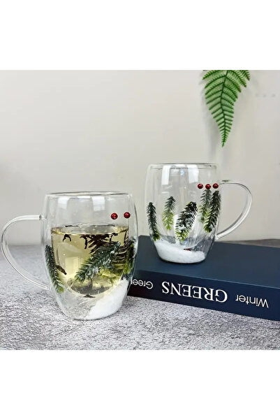 wei inox Double-walled mug, Christmas pattern, glass, transparent, 330 ml