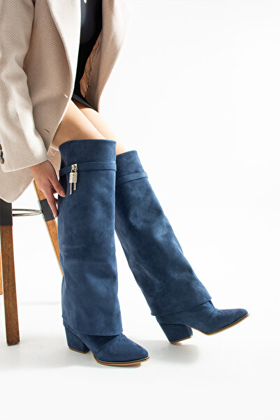 irmona SİESTA LACİVERT DANA SÜET 6 CM TOPUKLU ÇİZME