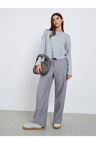 Styli Grey Button Detail Regular Fit Sweater