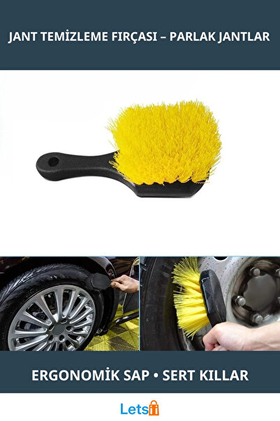 Letsii Perie ergonomică galbenă pentru curățarea jantelor, curățare în profun...