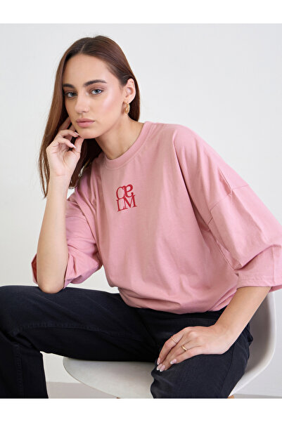 Styli Pink Oversized 3/4 Sleeve T-Shirt