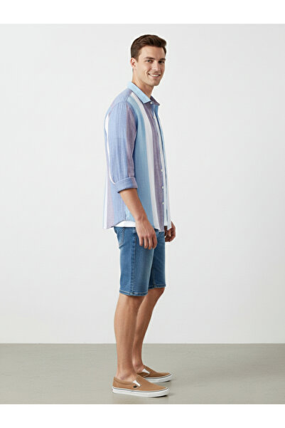 Take Two By Styli Men Blue Striped Casual Shirt