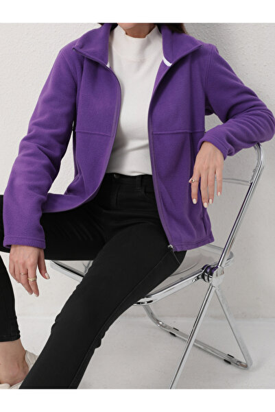 Take Two By Styli Purple High Neck Fleece Jacket