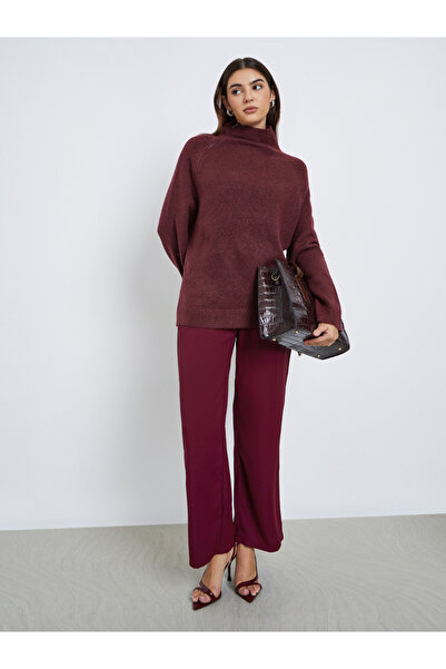 Styli Burgundy Regular Fit Sweater with Zip Detail
