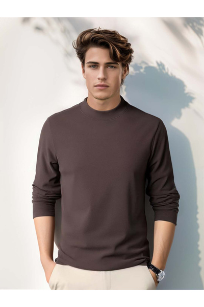 Take Two By Styli Men Brown Long Sleeve Knit T-Shirt