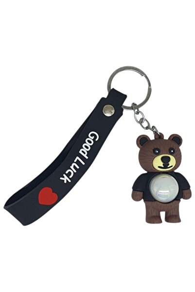 Ethab Ticaret Figured and Lighted Silicone Keychain - Yogi - Black