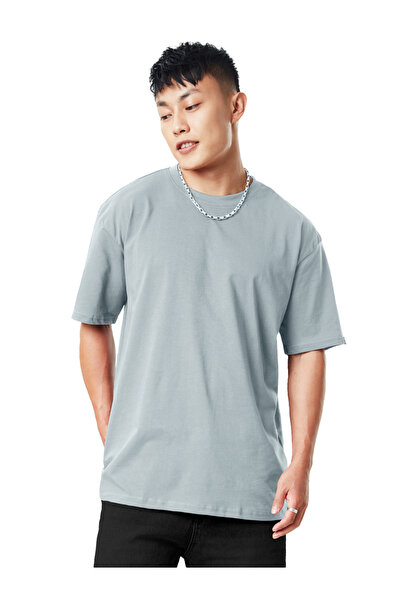 The Souled Store By Styli Men Grey Oversized Cotton T-Shirt