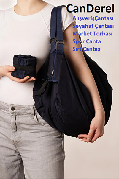 Canderel Katlanabilir Alışveriş Çantası Seyahat Çantası Market Çantası Torbas...