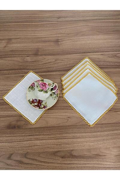 kissen Linen Embroidered Cocktail Presentation Napkins 6 Pieces