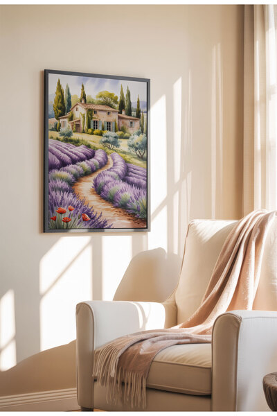 21mxm Unframed Lavender Canvas Poster - Digital Print on Matte Canvas - Path through the lavander fields