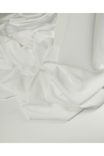 Kumaş Parça Țesătură din satin creponat în culoarea albă (lățime 150 cm x lun...